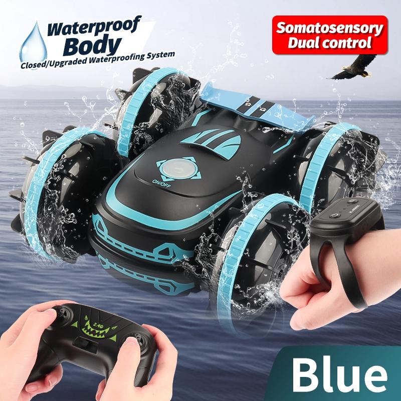 Amphibious Vehicle with Dual 2.4g Remotes - Green / Blue 6