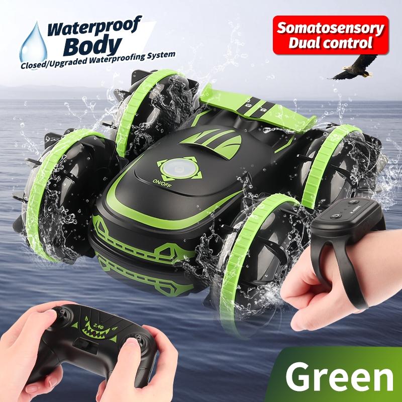 Amphibious Vehicle with Dual 2.4g Remotes - Green / Blue 7