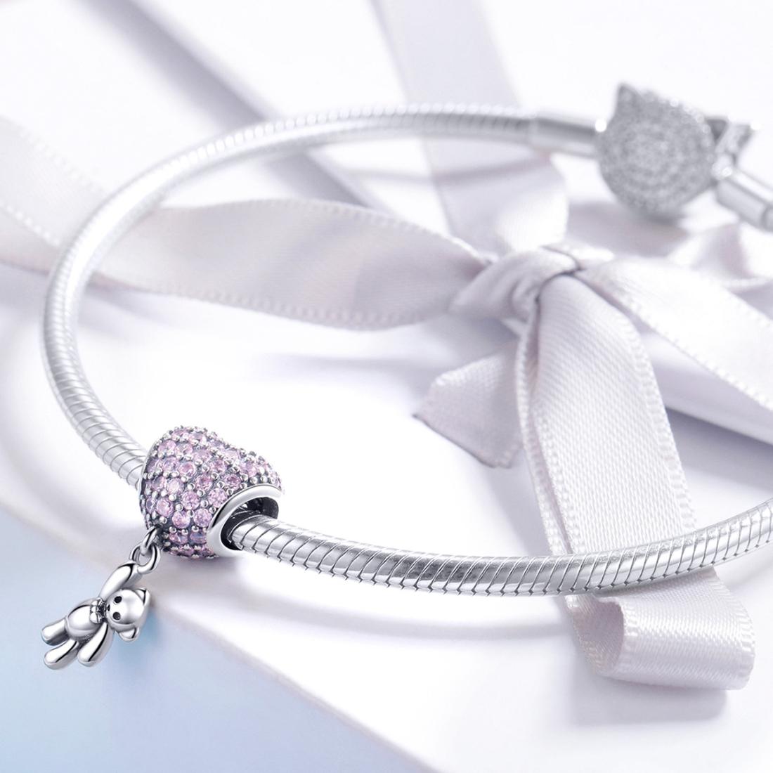 925 Sterling Silver Bear Balloon Bracelet With Zirconium Diamond Beads Style - Bead 6