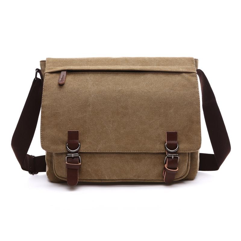 Khaki Canvas Business Messenger Bag Large