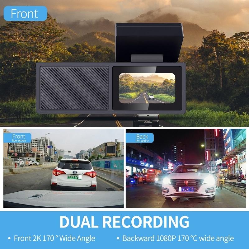 High Definition Car Wifi Dash Cam with Night Vision - 2k - Dual Recording 2K+720P 7