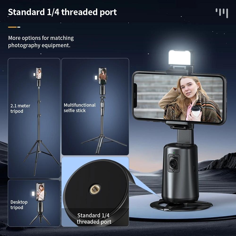 Auto Tracking Gimbal Stabilizer with Fill Light and Selfie Stick - 360 Degree Rotation - A200 Set 1 5