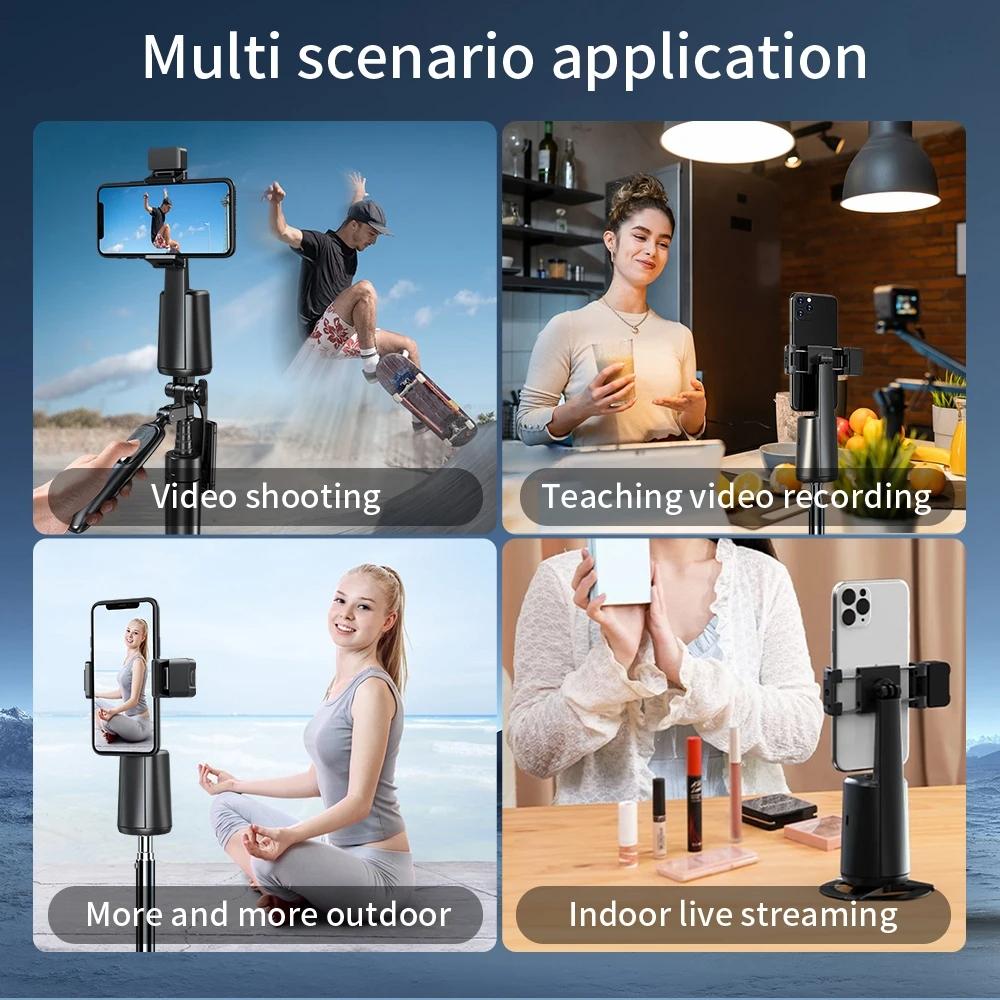 Auto Tracking Gimbal Stabilizer with Fill Light and Selfie Stick - 360 Degree Rotation - A200 Set 1 6