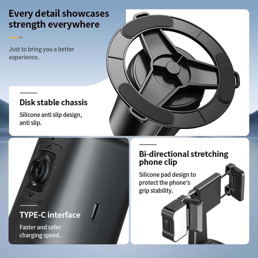 Auto Tracking Gimbal Stabilizer with Fill Light and Selfie Stick - 360 Degree Rotation - A200 Set 1 9