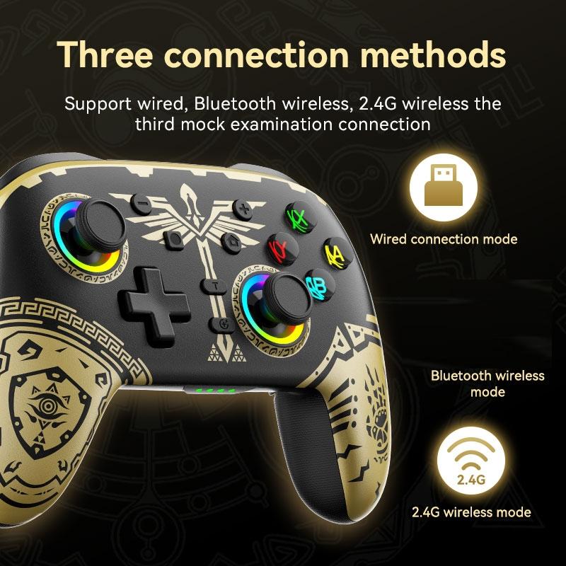 Wireless Gamepad for Nintendo Switch / Pro - Tooth Design - Tbd0603716901 Black Gold 9