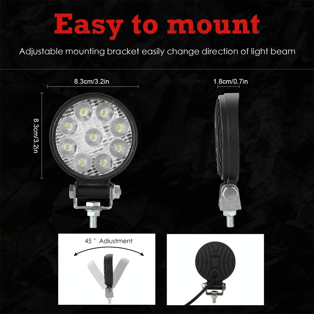6.3W 10 - 30V Dc 6000K 3 Inch 9 Leds Circle Offroad Truck Car Driving Light Spotlight Work Light Fog Light 4