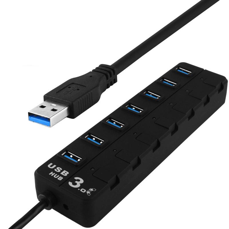 7-Port Usb 3.0 Hub With Individual Switches Black 3
