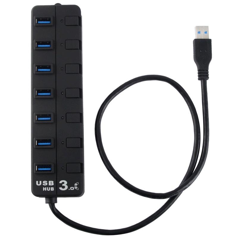7-Port Usb 3.0 Hub With Individual Switches Black 4