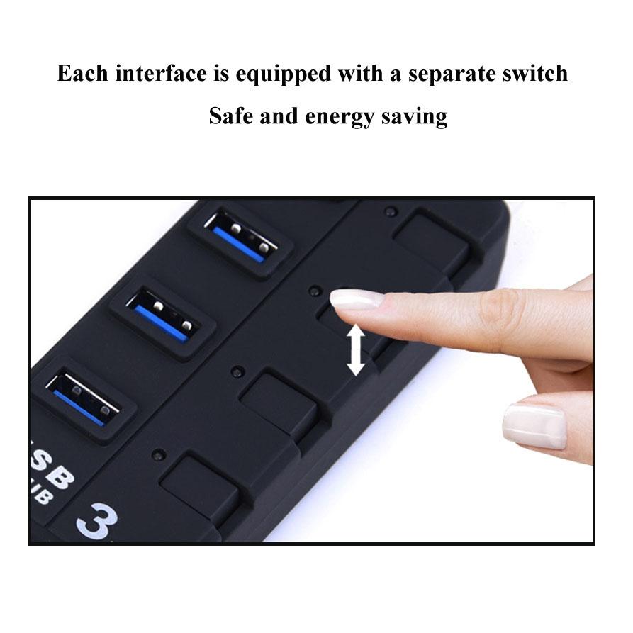 7-Port Usb 3.0 Hub With Individual Switches Black 5