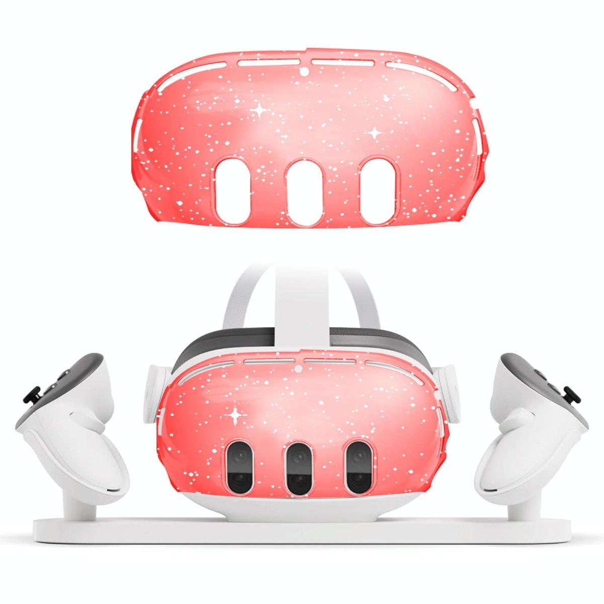 Glitter Protective Shell for Meta Quest 3 - 7 in 1 - 7 In 1 Ordinary Transparent Red 12