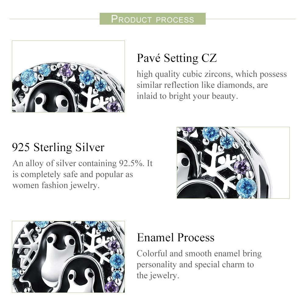 925 Sterling Silver Penguin Bracelet With Diamond Beads 5