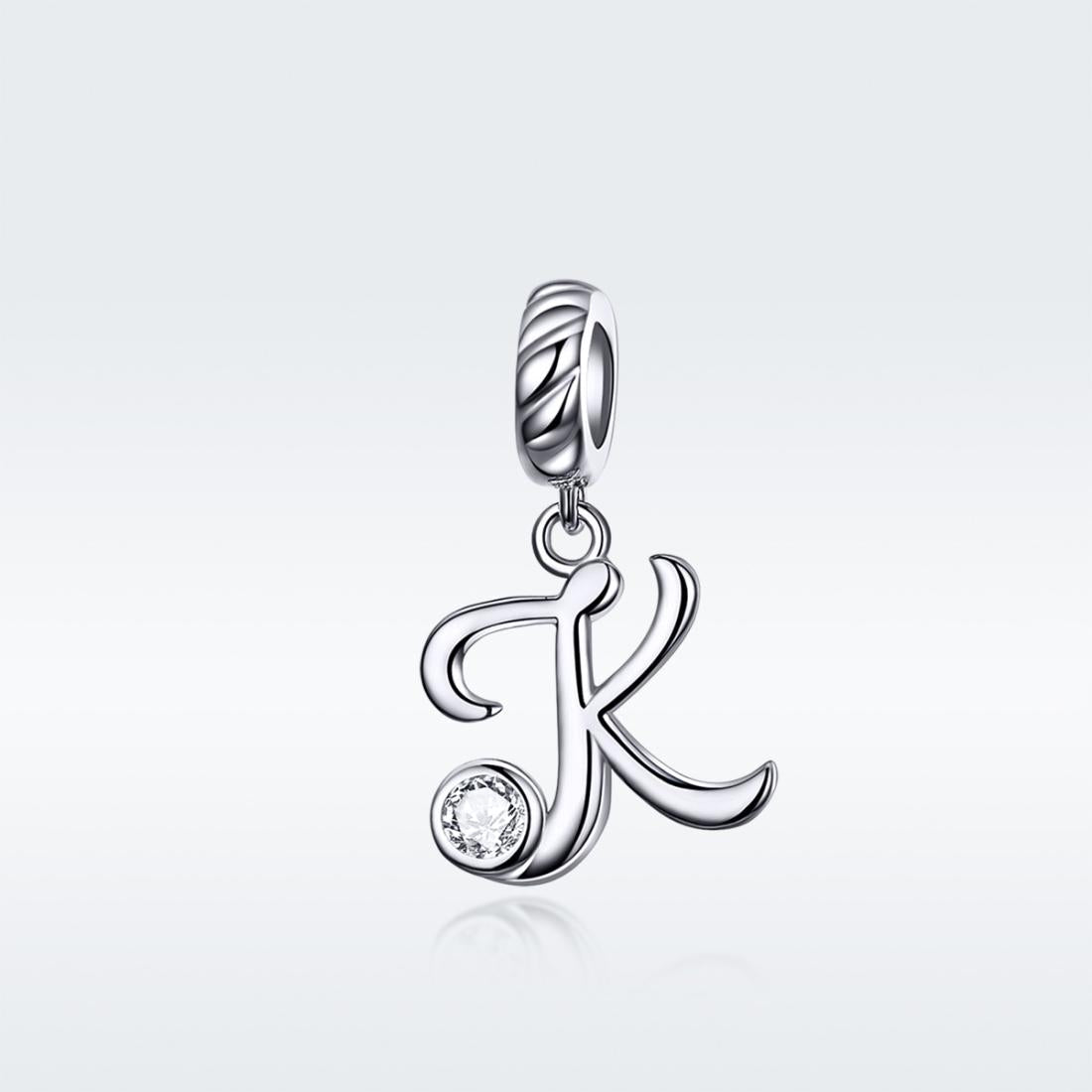 925 Sterling Silver 26 English Letter Pendant For Diy Bracelet Or Necklace Style - K 3