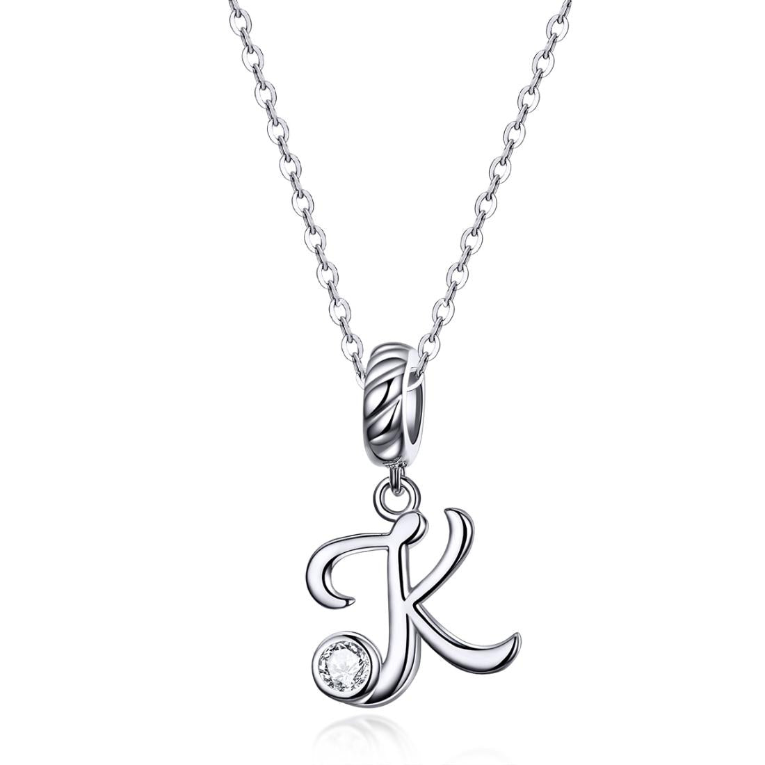 925 Sterling Silver 26 English Letter Pendant For Diy Bracelet Or Necklace Style - K 4