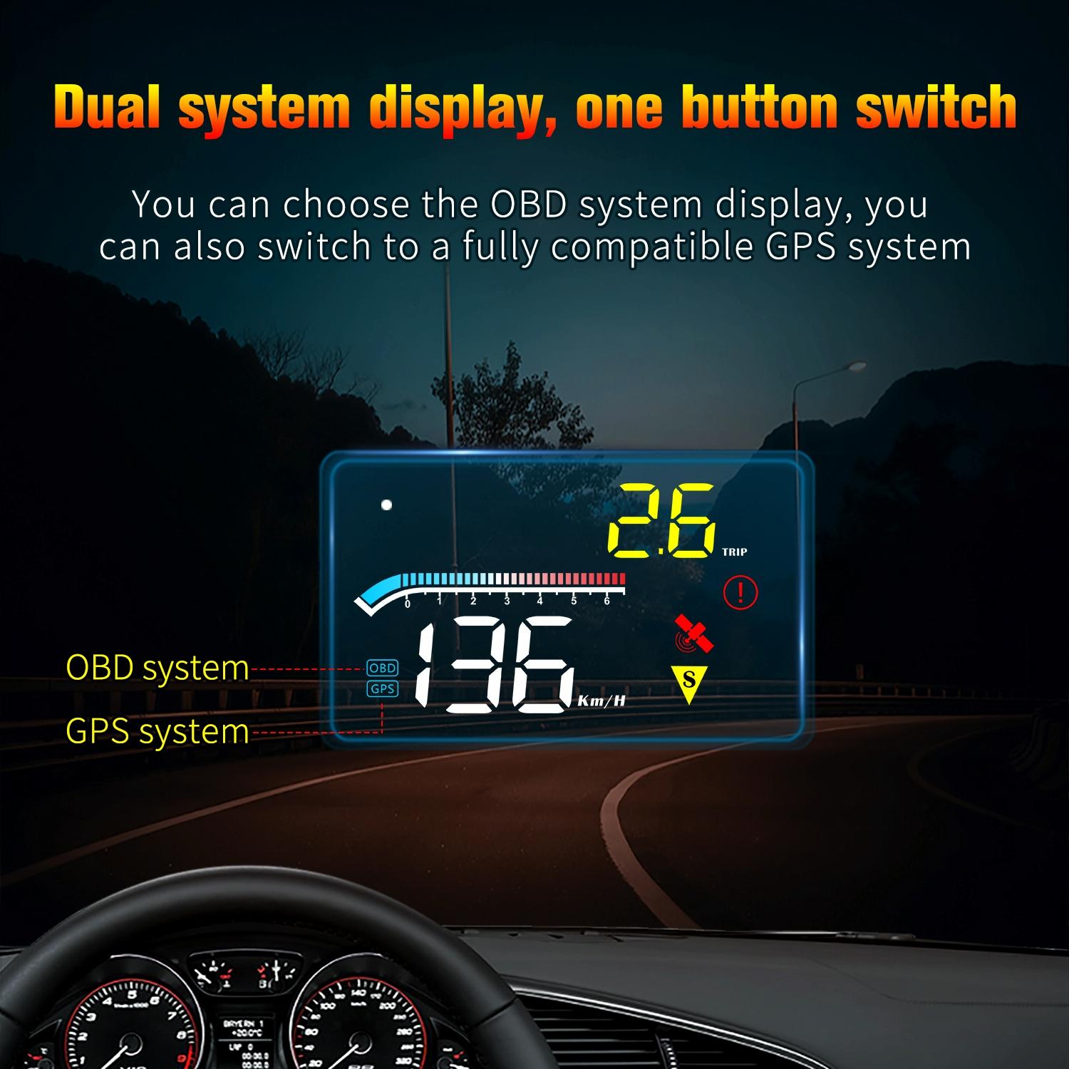 Car Hud Head Up Display Gps Speed Meter Obd2 Diagnostic Tool 5