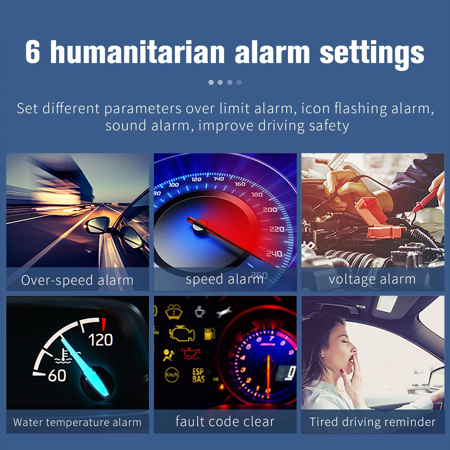 Car Hud Head Up Display Gps Speed Meter Obd2 Diagnostic Tool 8