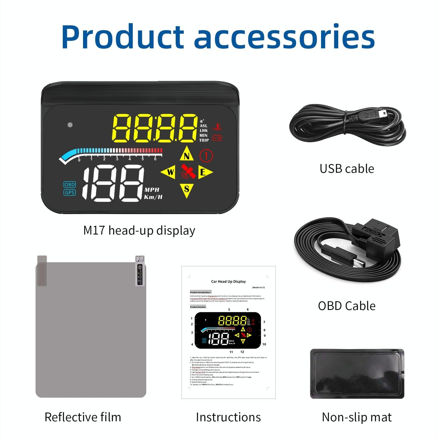 Car Hud Head Up Display Gps Speed Meter Obd2 Diagnostic Tool 10