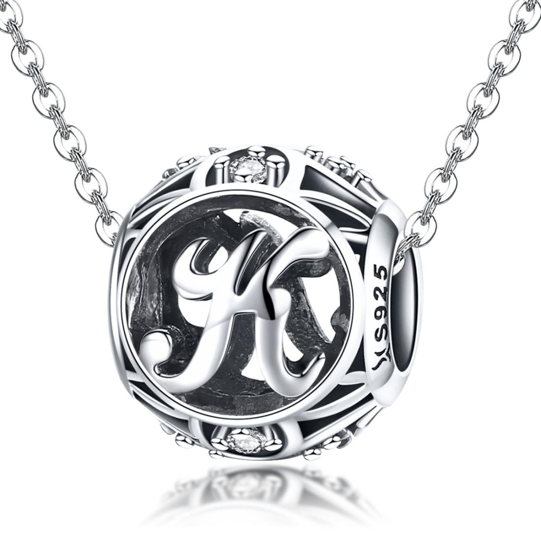 925 Sterling Silver 26 English Letter Beads For Diy Bracelets & Necklaces Style - K 4