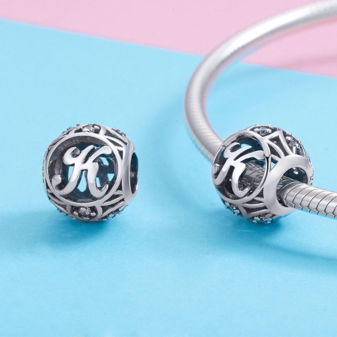 925 Sterling Silver 26 English Letter Beads For Diy Bracelets & Necklaces Style - K 5