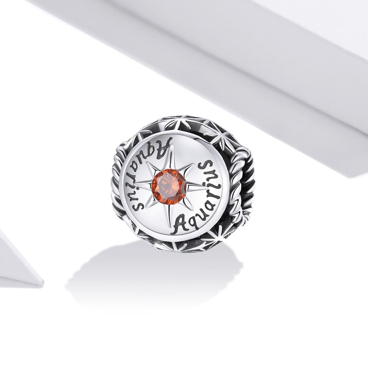 925 Sterling Silver Zodiac Zircon Bead Bracelet / Necklace Set Diy Aquarius Style - Aquarius 4