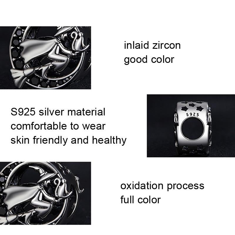 925 Sterling Silver Halloween Witch Diy Bracelet Bead Accessories 3