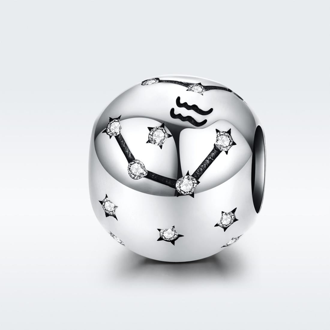 925 Sterling Silver Diy Zodiac Bracelet Beads Constellation Accessories Style - Aquarius 3