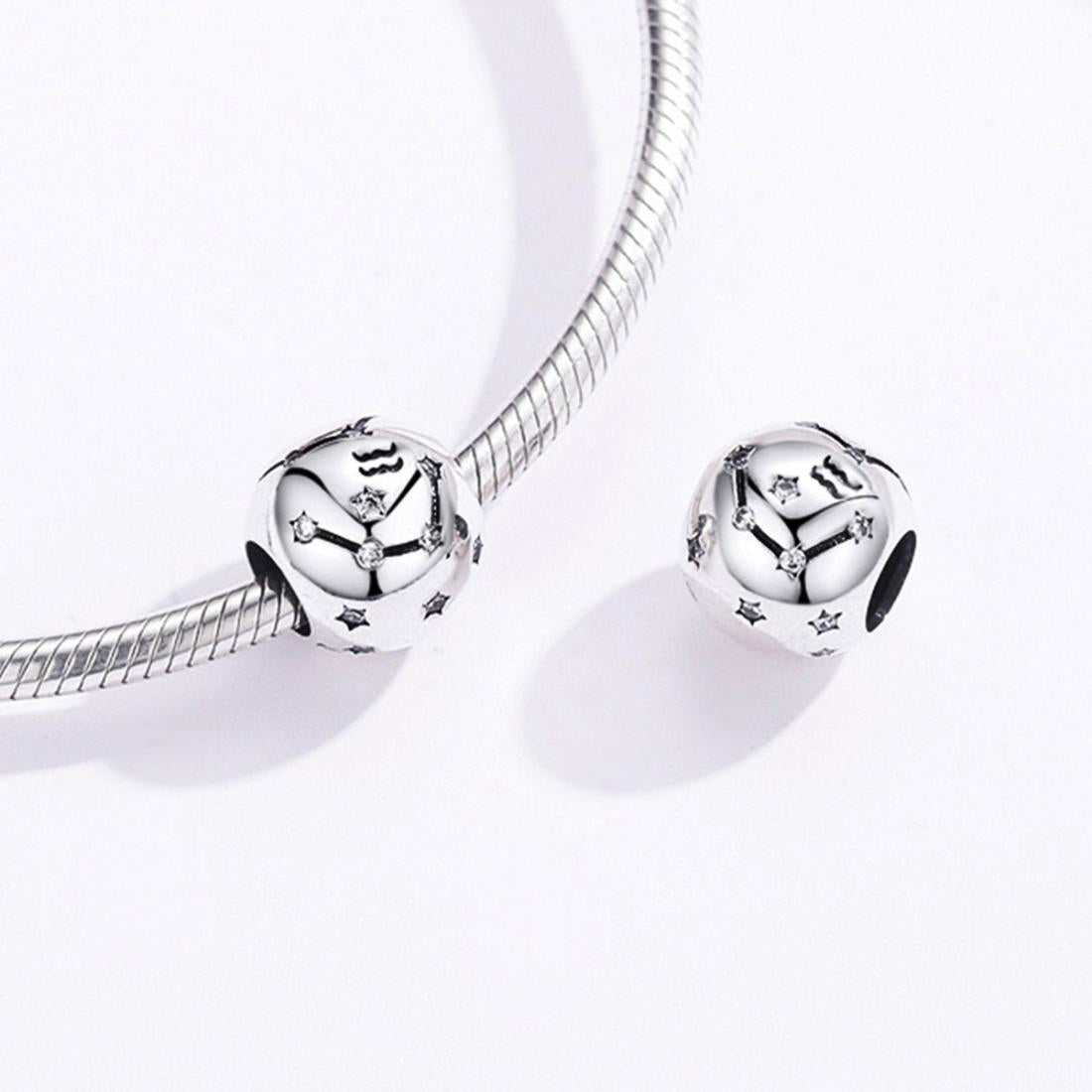 925 Sterling Silver Diy Zodiac Bracelet Beads Constellation Accessories Style - Aquarius 6
