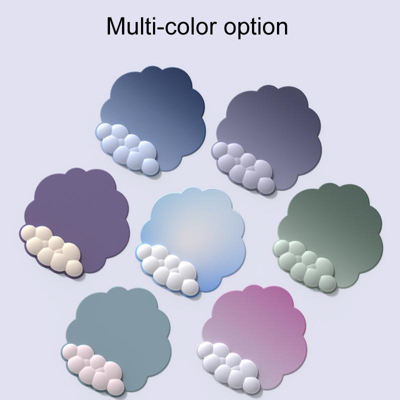 3 Piece Cloudy Gradient Memory Foam Wrist & Mouse Pad Set Blue+Gray - Blue+Yellow 5
