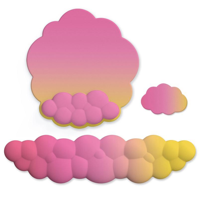 3 Piece Cloudy Gradient Memory Foam Wrist & Mouse Pad Set Blue+Gray - Blue+Yellow 6