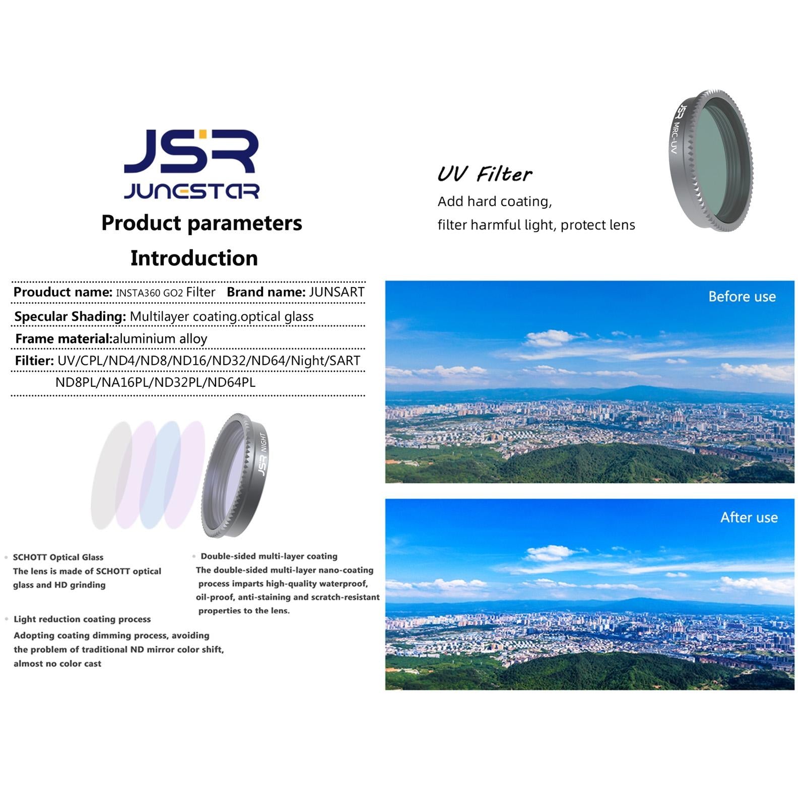 3-in-1 Cpl Nd8 Nd16 Lens Filter for Insta360 Go 2 / 3 Series Cameras - For Insta360 Go 2 / Go 3 6 In 1 Star Cpl Nd4 Nd8 Nd16 Nd32