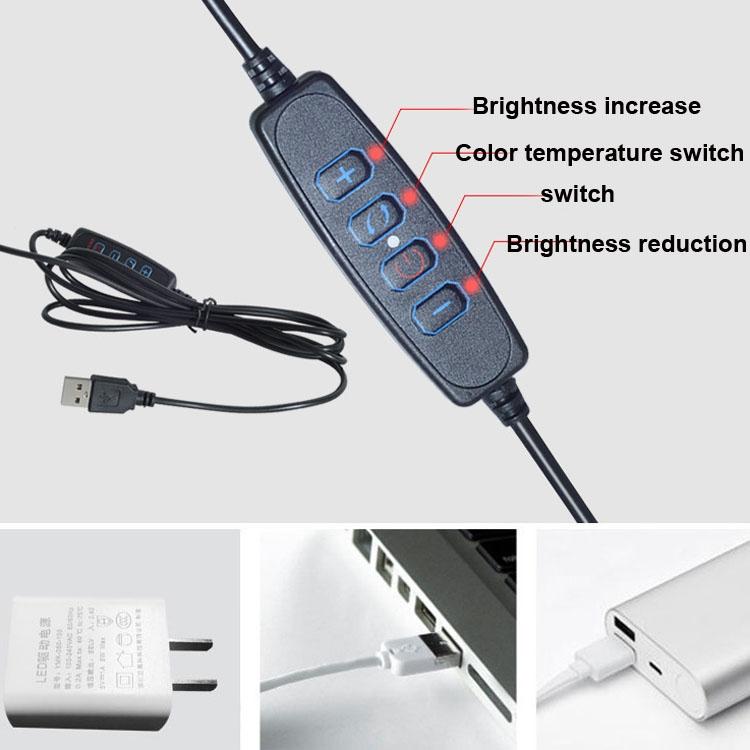 Adjustable 6 Led Ring Light with Strong Clip - 2m Desktop Computer Clip Light 5