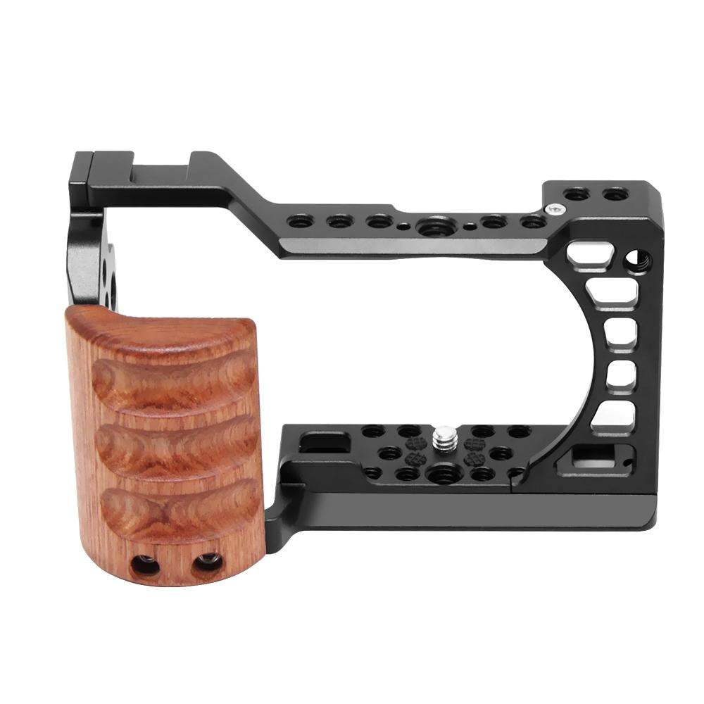 Wood Handle Metal Camera Cage For Sony A6400 / A6300 / A6100 / A6000 Stabilizer Rig 5