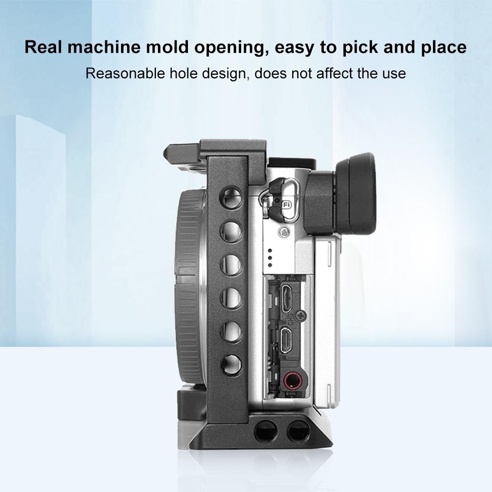 Wood Handle Metal Camera Cage For Sony A6400 / A6300 / A6100 / A6000 Stabilizer Rig 6