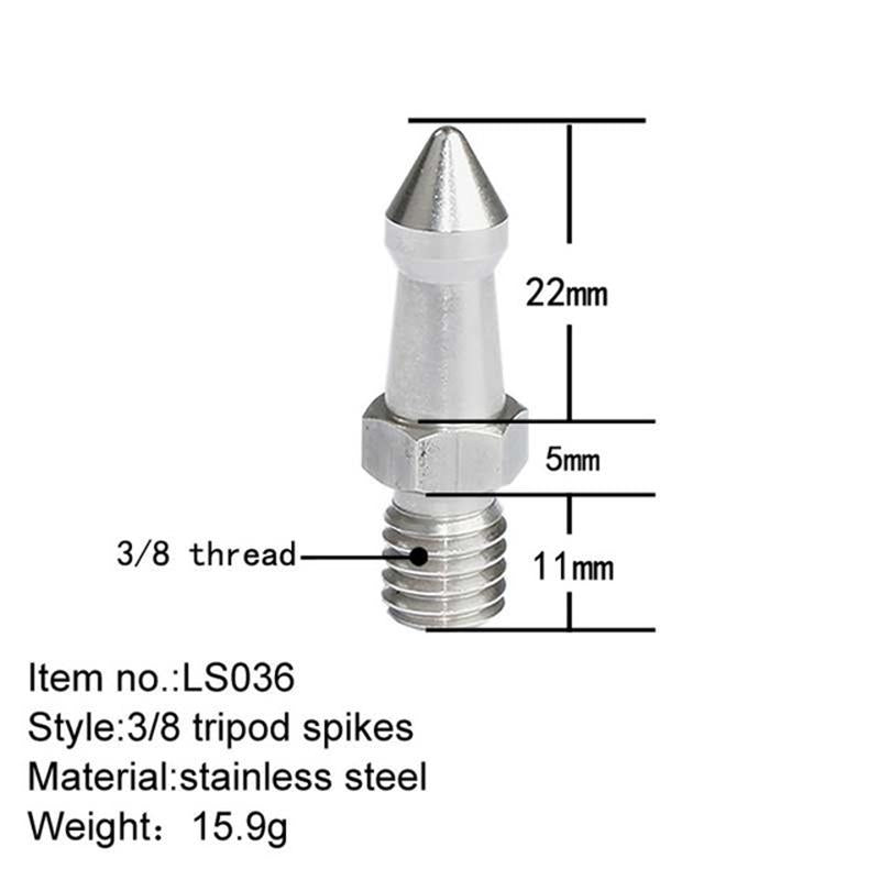 2 Stainless Steel 3 / 8 Feet Screws For Slr Tripod 3