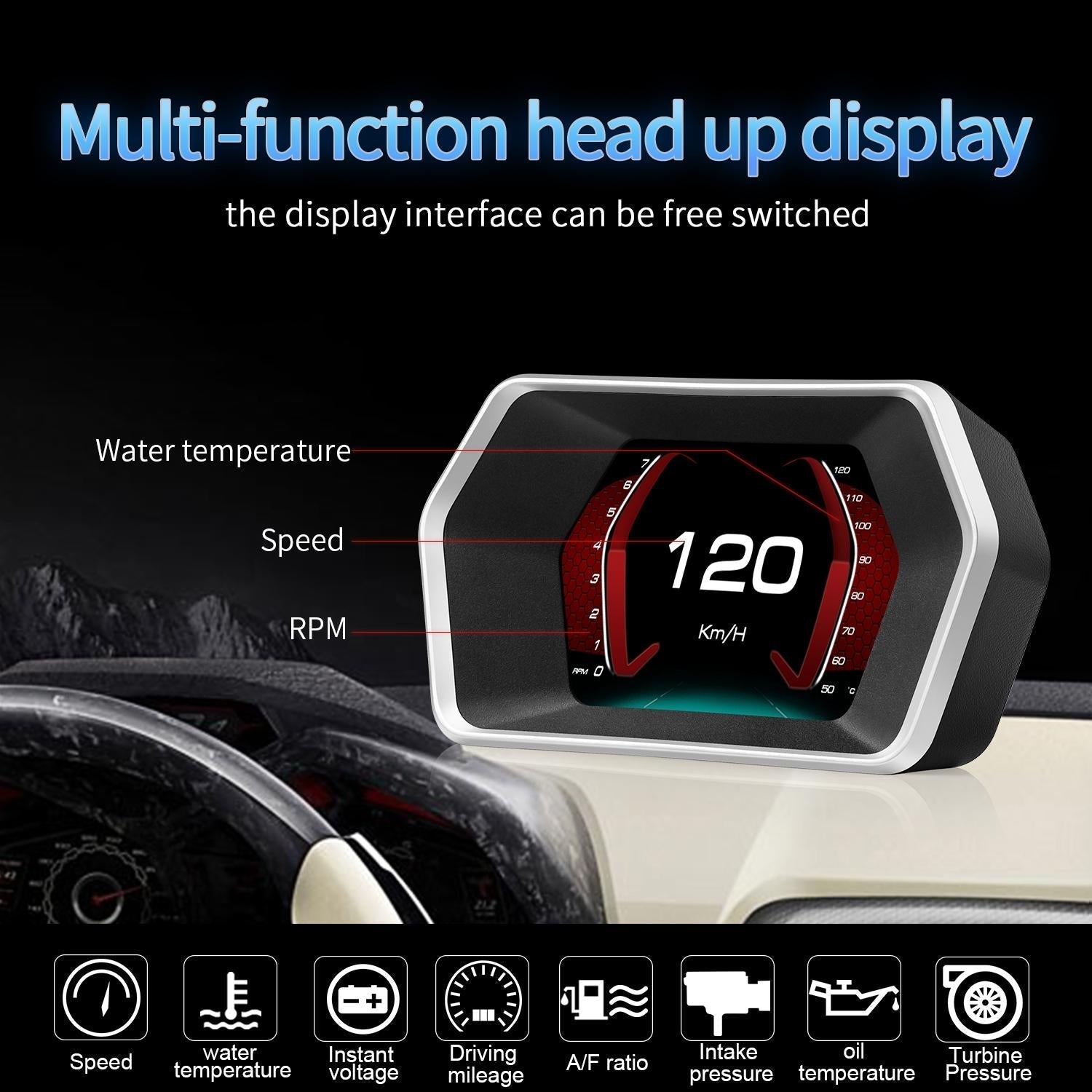 Car Hud Head Up Display Gps Speed Meter Obd2 Fault Code Eliminator 10