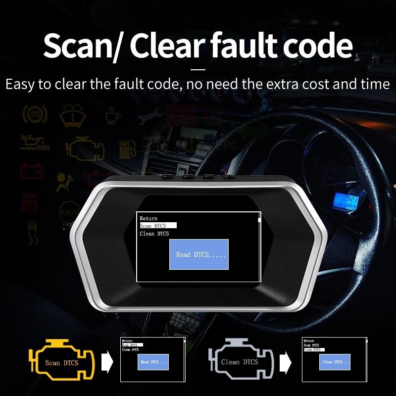 Car Hud Head Up Display Gps Speed Meter Obd2 Fault Code Eliminator 11