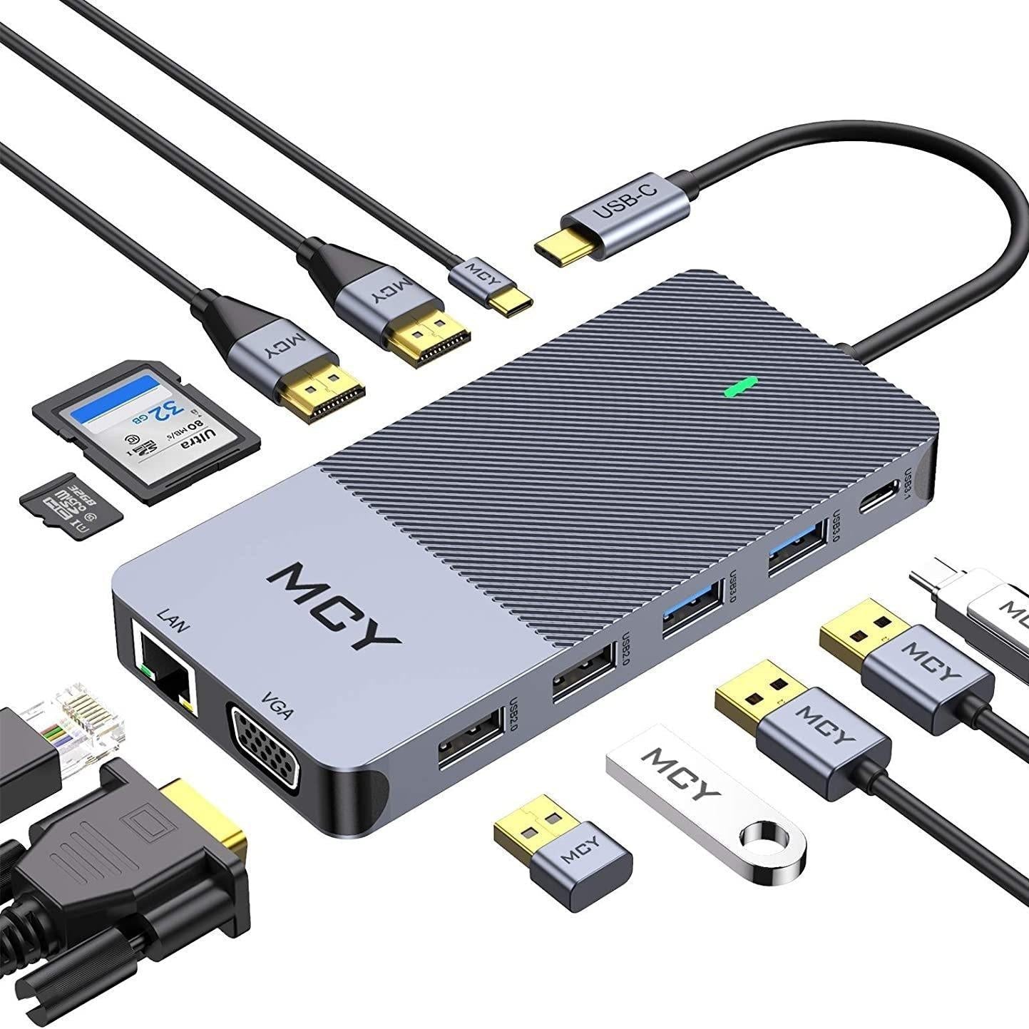 12-In-1 Usb-C Hub Triple Monitor Support 4K Hdmi 85W Pd