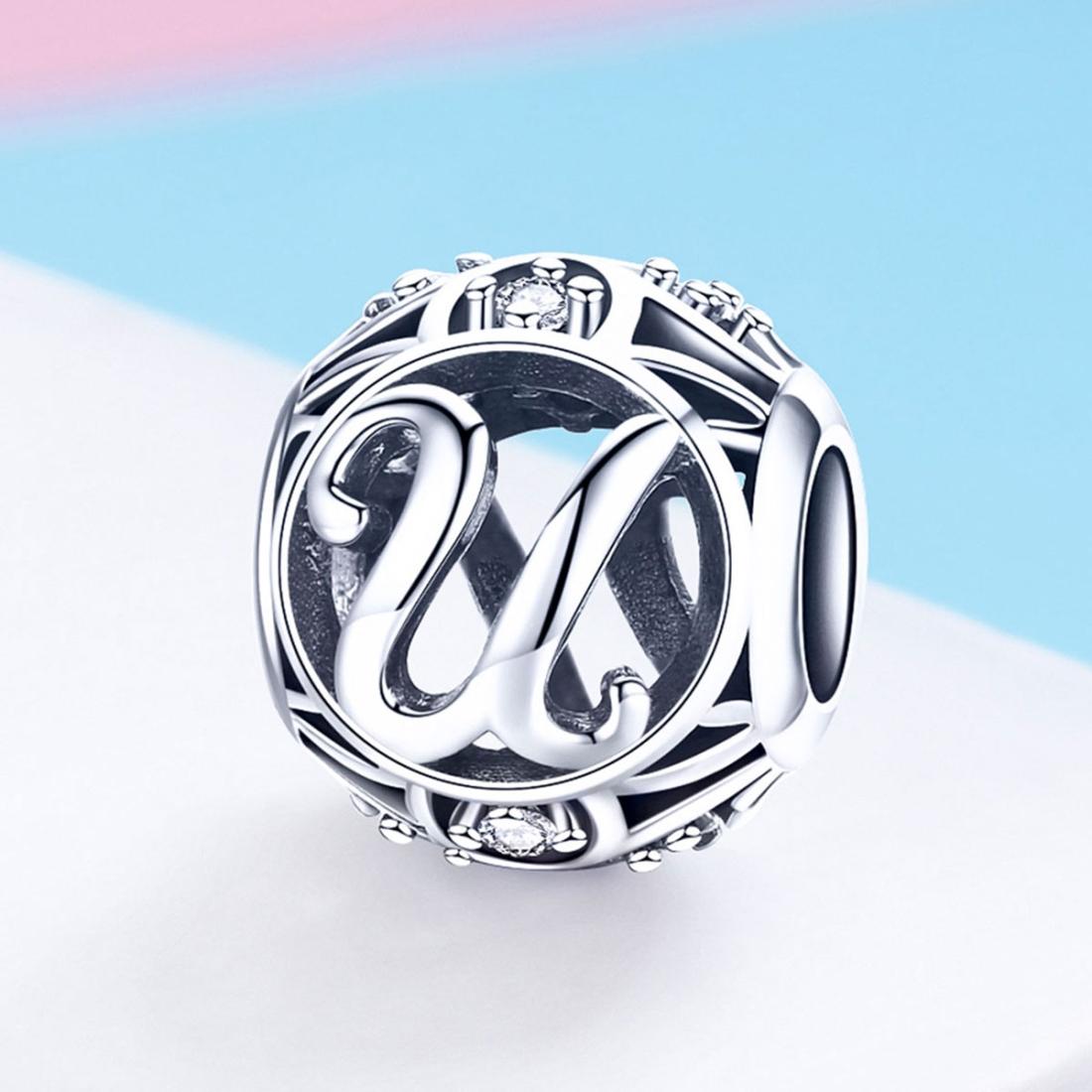 925 Sterling Silver Personalized Letter Beads For Diy Bracelets & Necklaces Style - U 3