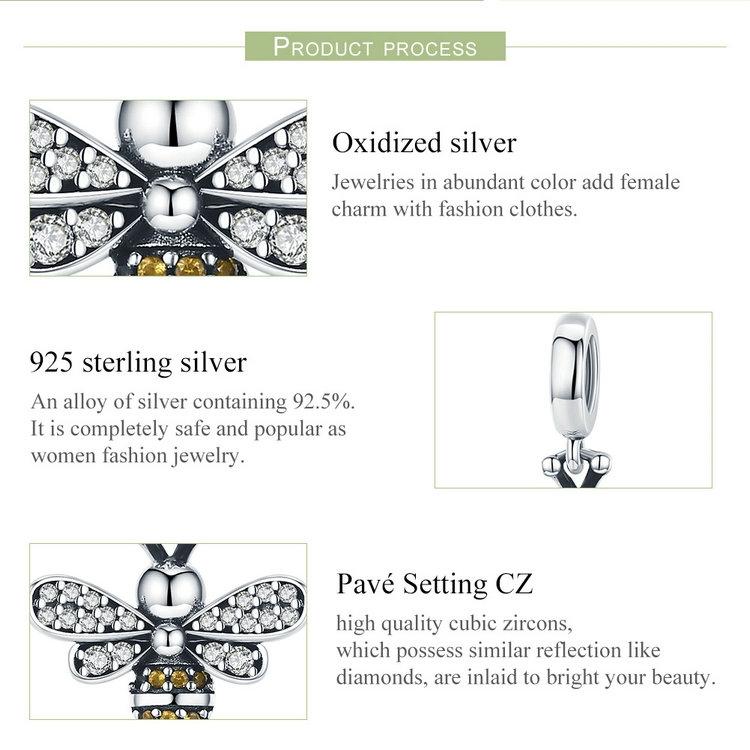 925 Sterling Silver Bee Charm For Diy Bracelets 4