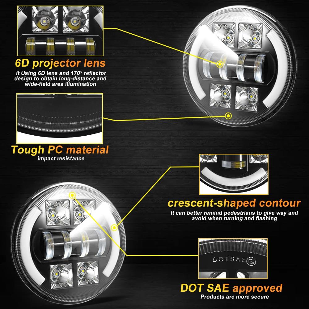 Car 7 Inch Dc9 - 30V Led Headlight Modification Accessories For Jeep Wrangler 3