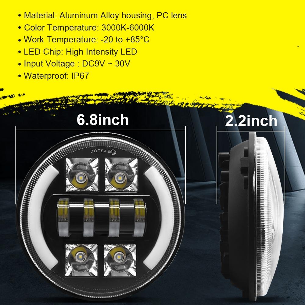 Car 7 Inch Dc9 - 30V Led Headlight Modification Accessories For Jeep Wrangler 6