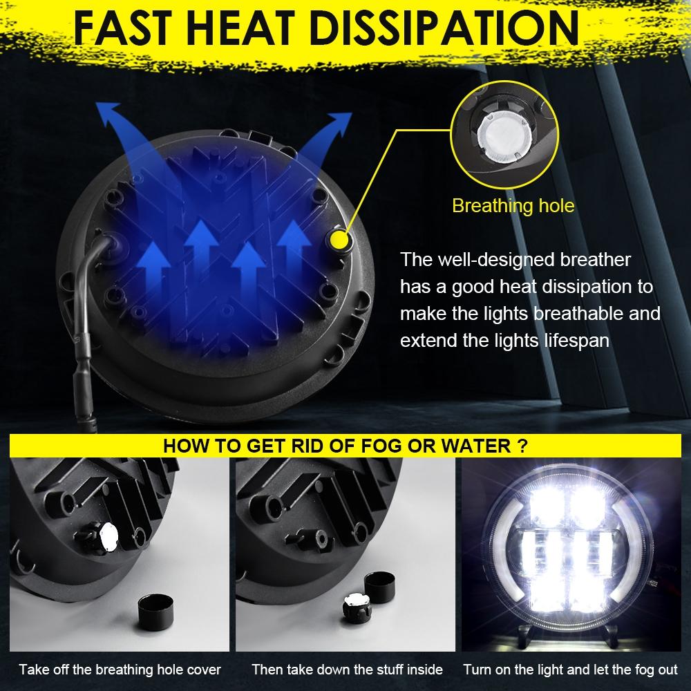 Car 7 Inch Dc9 - 30V Led Headlight Modification Accessories For Jeep Wrangler 7