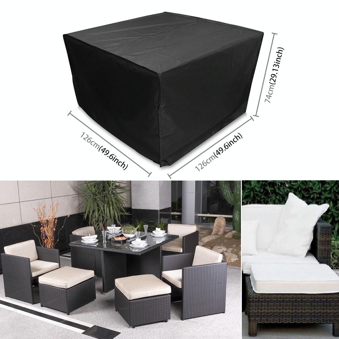 Outdoor Furniture Set Cover - Anti-uv Waterproof Dust-proof 210d Oxford Cloth Folding 126x126x74cm Black 7