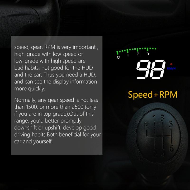 3.5 Inch Vehicle Head Up Display Car Speed Engine Revs Water Temp Voltage Mileage 4