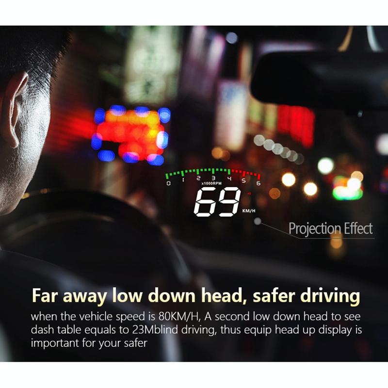 3.5 Inch Vehicle Head Up Display Car Speed Engine Revs Water Temp Voltage Mileage 6