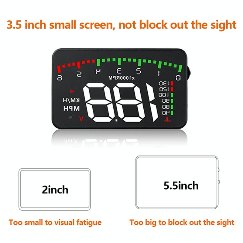 3.5 Inch Vehicle Head Up Display Car Speed Engine Revs Water Temp Voltage Mileage 9