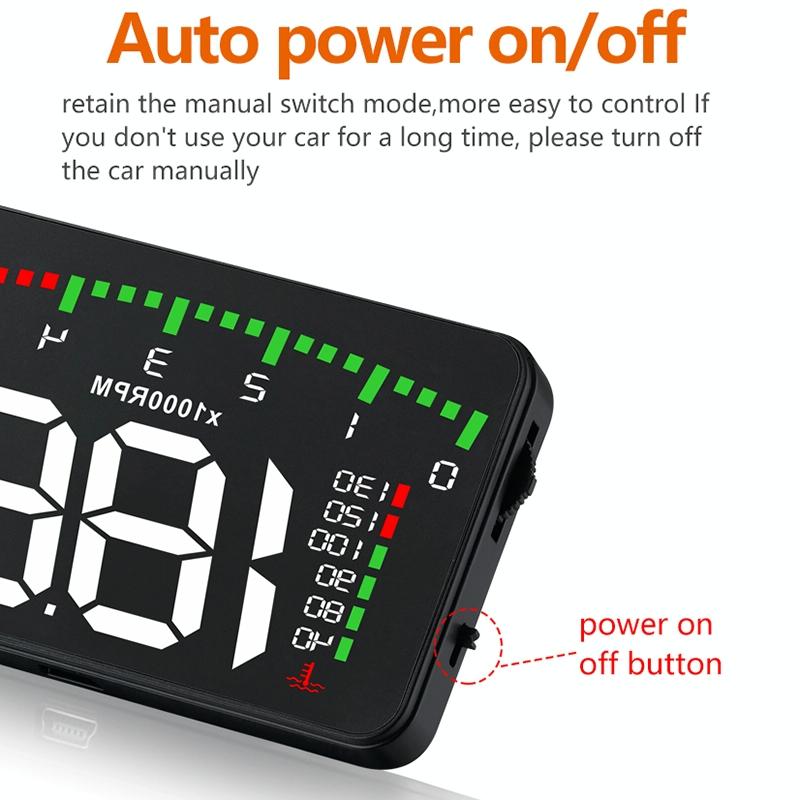 3.5 Inch Vehicle Head Up Display Car Speed Engine Revs Water Temp Voltage Mileage 10