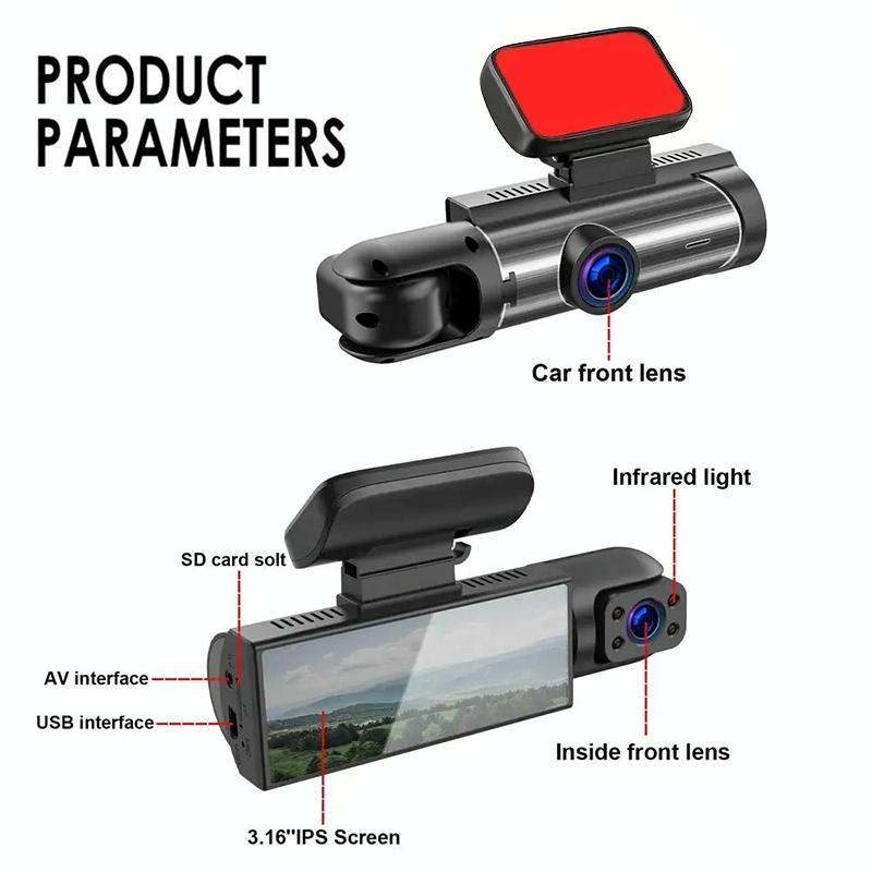 1080p Hd Dual Lens Night Vision Driving Recorder - 3.16 Inch 3