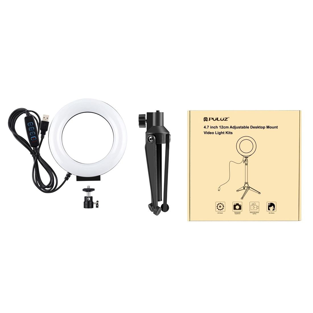 Usb 3 Modes Dimmable Led Ring Light with Tripod Holder and Cold Shoe Ball Head - 4.7 Inch Diameter 9