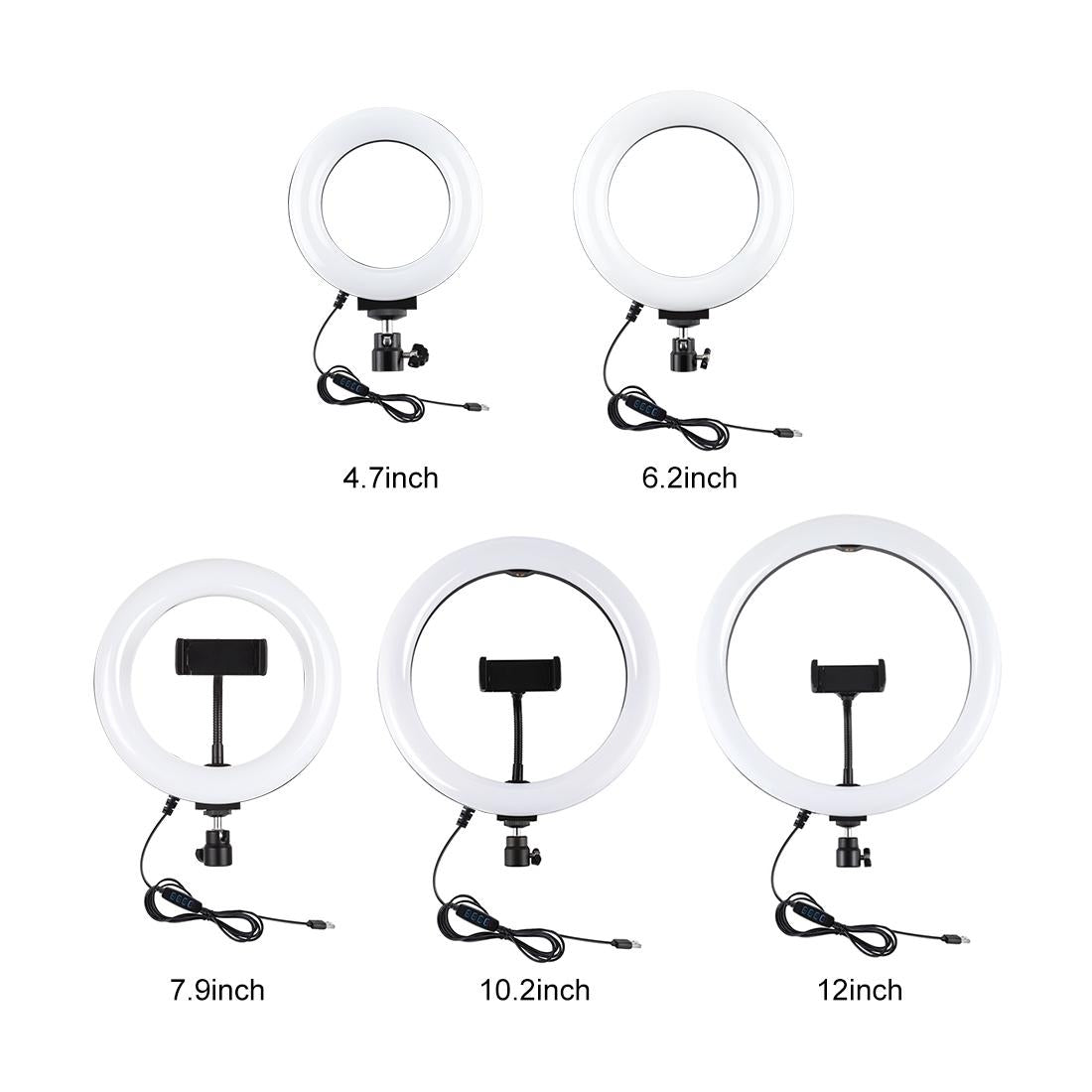 Usb 3 Modes Dimmable Led Ring Light with Tripod Holder and Cold Shoe Ball Head - 4.7 Inch Diameter 11