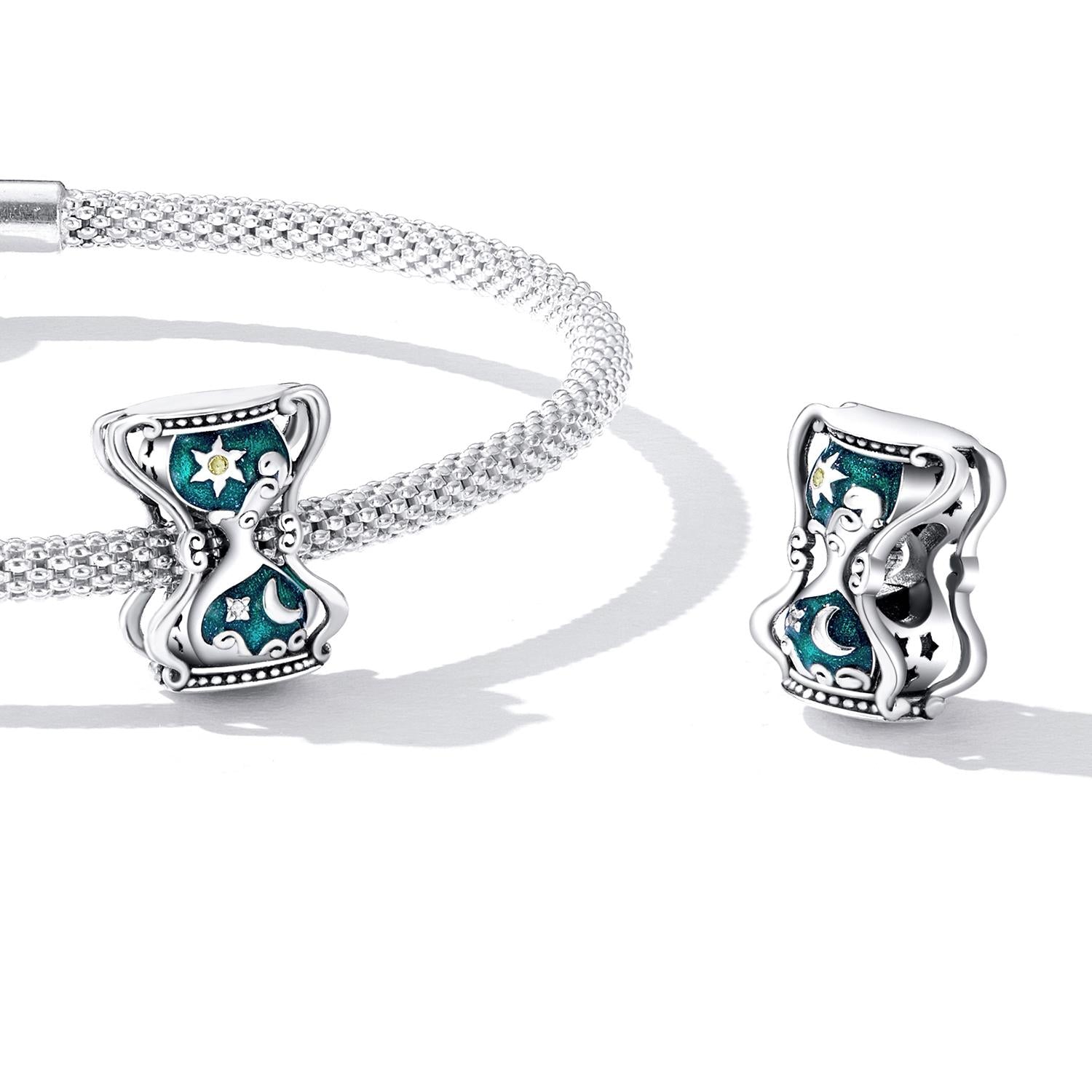925 Sterling Silver Sun Moon Hourglass Beads Bracelet / Necklace Set 6